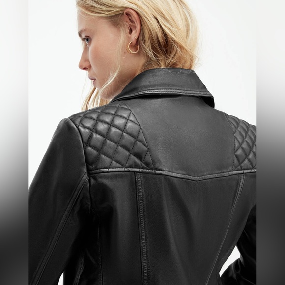 All Saints Cargo Distressed Leather Biker Jacket - Picture 6 of 9